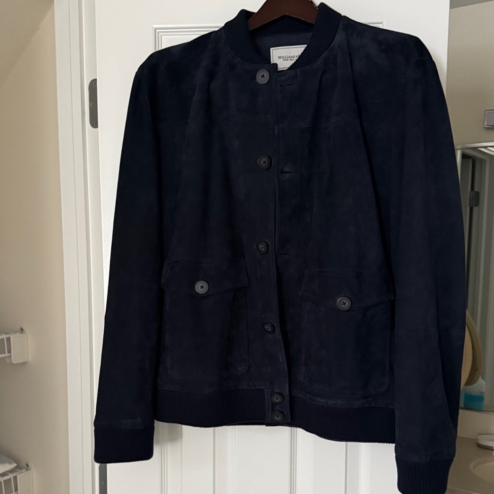Men's Suede Bomber Jacket - Navy